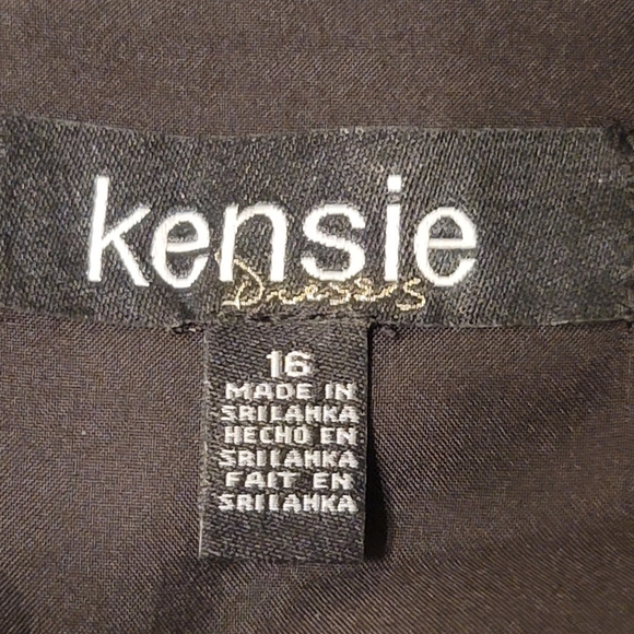 Kensie Dresses Lace Cap Sleeve Faux Black Leather Evening Plus Size Dress 16 - Picture 5 of 8